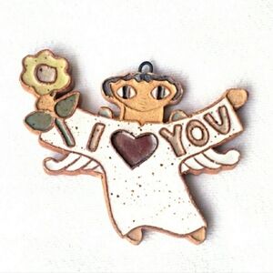 Monk Ceramic Clay Pottery Hanging Wall Plaque SIGNED LOVE